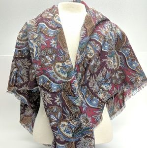 Liberty London 100 Wool Scarf Paisley 52x52 Square